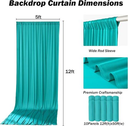 50x12 ft Turquoise Backdrop Curtains - Image 4