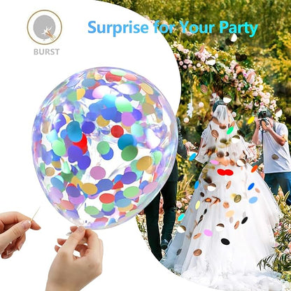 Bezente Rainbow Multicolor Confetti Latex Balloons - Image 5