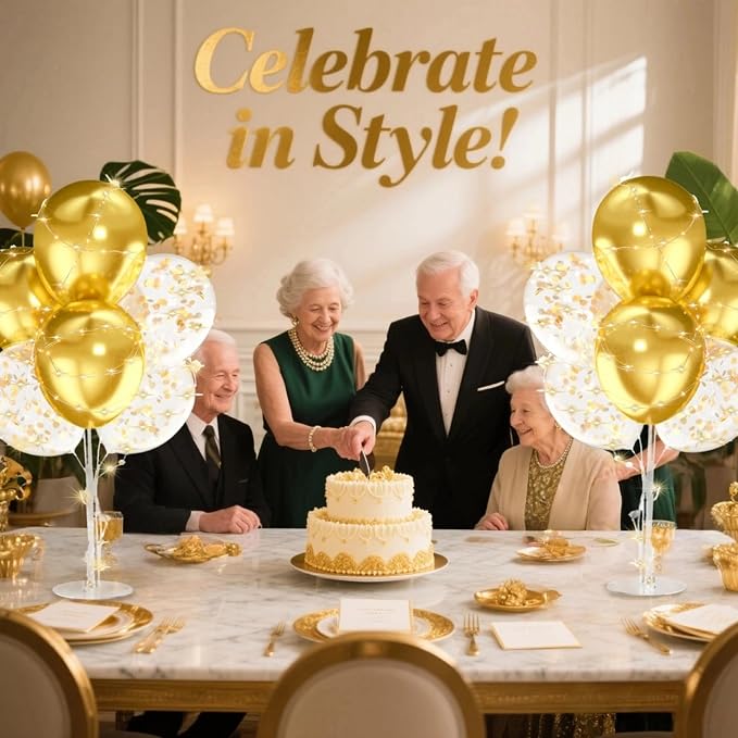 4Sets Black and Gold Balloon Stand, - Image 6