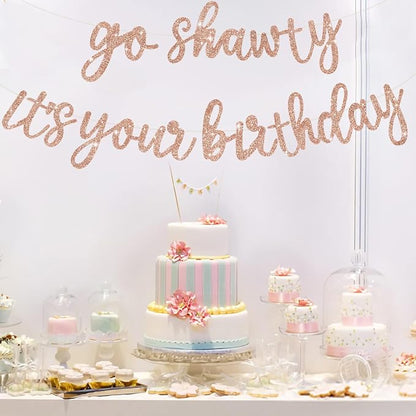 BEISHIDA Rose Gold Go Shawty It's Your Birthday Banner - Image 4