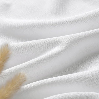 Linen White Curtains 96 Inches Long 2 Panels Set Back Tab Rod Pocket Semi Sheer - Image 6
