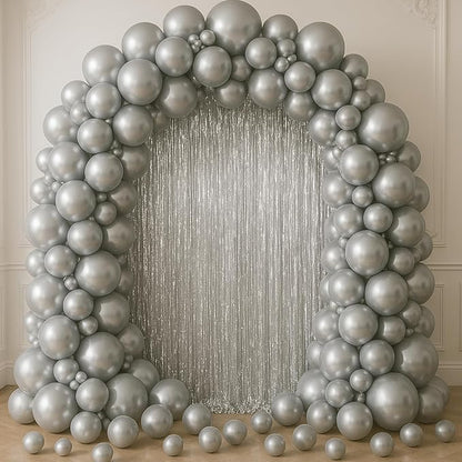 Voircoloria Silver Foil Fringe Backdrop Curtains, Birthday Party Decorations - Image 7
