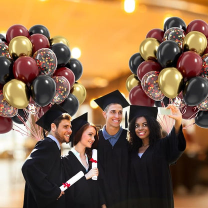 60pcs 12inch Black Burgundy and Gold Balloons, - Image 8