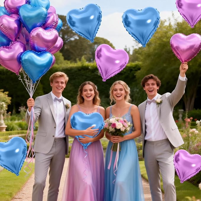 Blue Purple Heart Balloons - Image 7