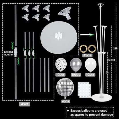 4 Sets Silver Disco Ball Balloons Stand Kit - Image 2