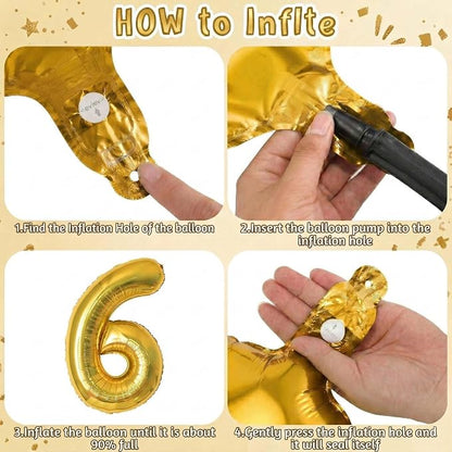 Gold Number 16 Balloon 40 Inch, Shiny Foil Decor - Image 5