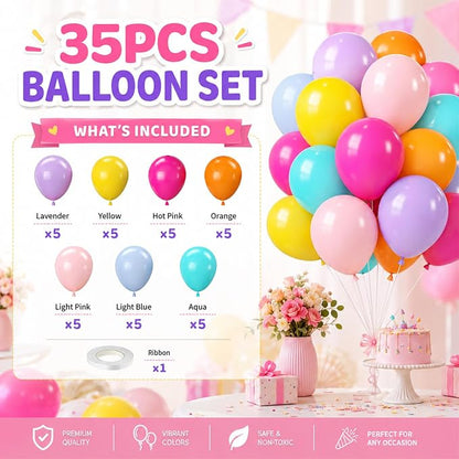 Tropical Balloons, 12 Inch Multicolor Rainbow Ballons Fruit Green Slate Blue - Image 3