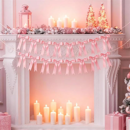 2 Strings Pink Bow Garland Banner Decorations - Image 8