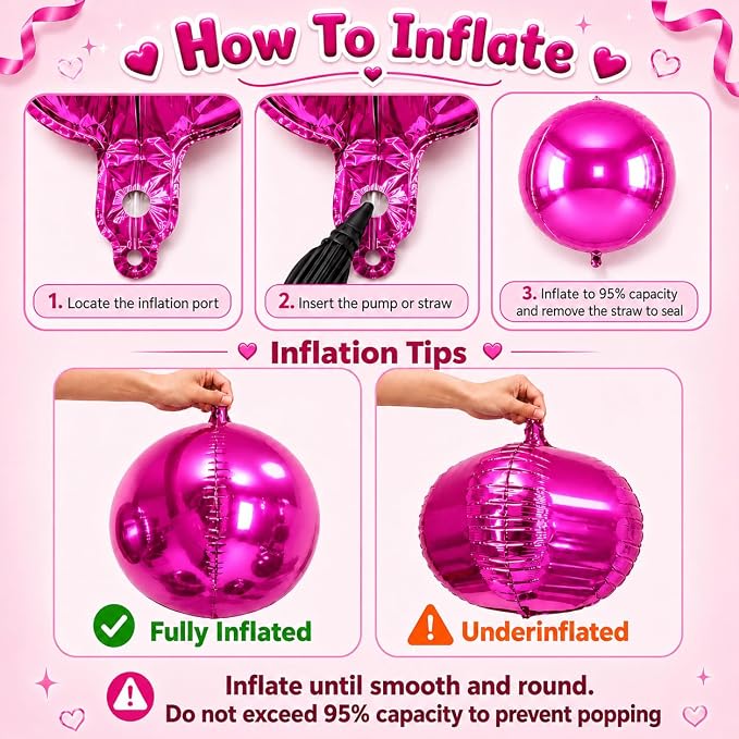 Hot Pink and Rose Round Foil Balloons - Image 4