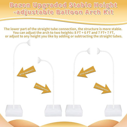Bazen 2PK 8.2FT & 6FT Balloon Arch Stand White - Image 4