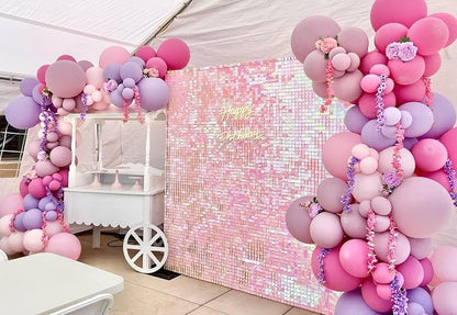 Shimmer Wall Backdrop Pink Wall Panels 24Pcs Square Sequin Shimmer Wall - Image 2