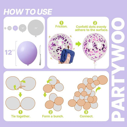 PartyWoo Pink and Purple Balloons 66pcs Baby Metallic Pink Purple Balloons | - Image 5