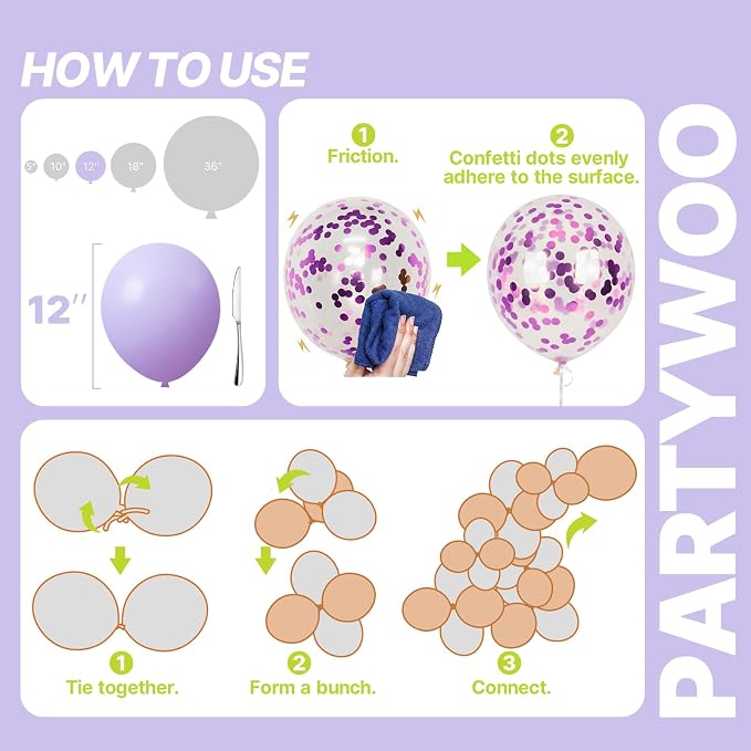 PartyWoo Pink Purple and Gold Balloons 66pcs Baby Pink Purple Gold Balloons | - Image 5