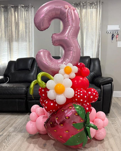 6 Balloon - Pastel Pink Birthday Number Balloons, 40 Inch Decorations | Pastel - Image 3