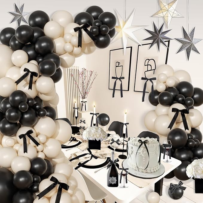 Black and Sand White Balloon Arch Kit - Image 3