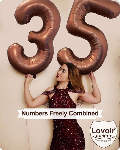40 Inch Coffee Brown Number 3 Balloon Large Size Jumbo Digit Mylar Foil Retro - Image 3