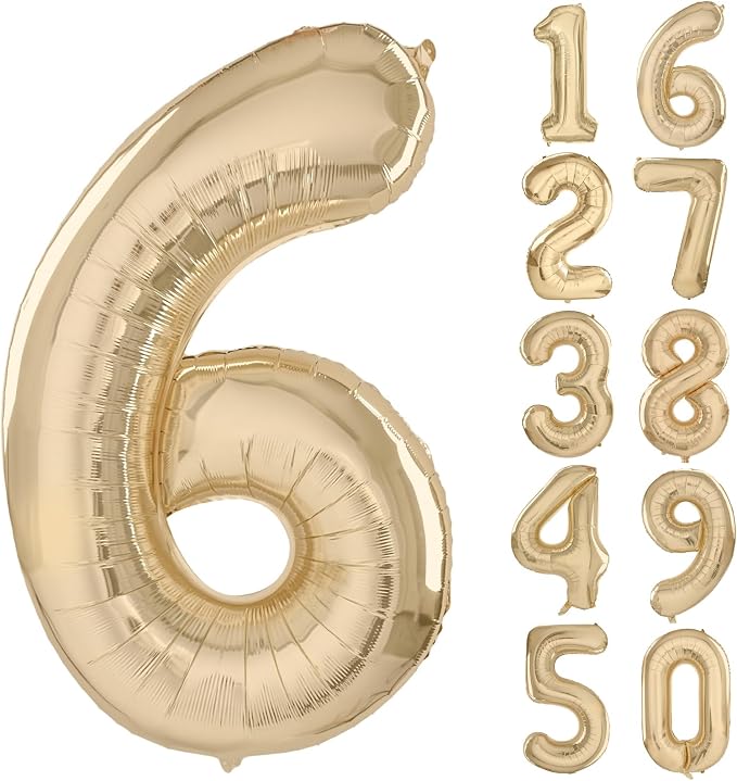 40 inch White Gold Number Balloon Giant Foil Helium Balloons Champagne Gold by Yeodong