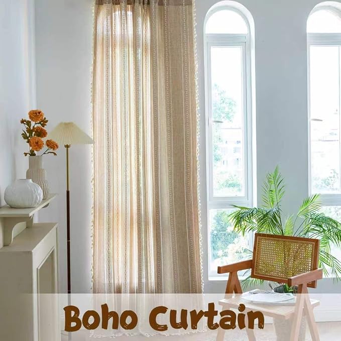 Sutuo Home Natural Boho Curtains 120 inch Extra Long - Image 7