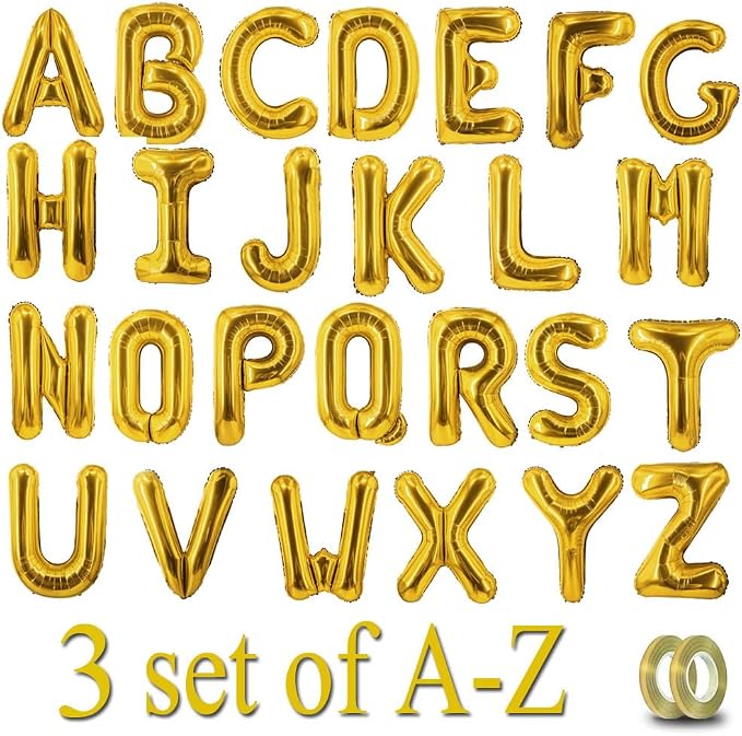 78 Pcs Gold Letter Balloons Foil Alphabet Balloons DIY Personalized Phrase by Uorbmaio