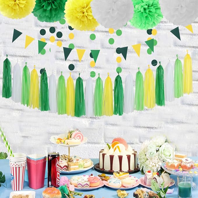Yellow Green White Party Decorations - Image 5