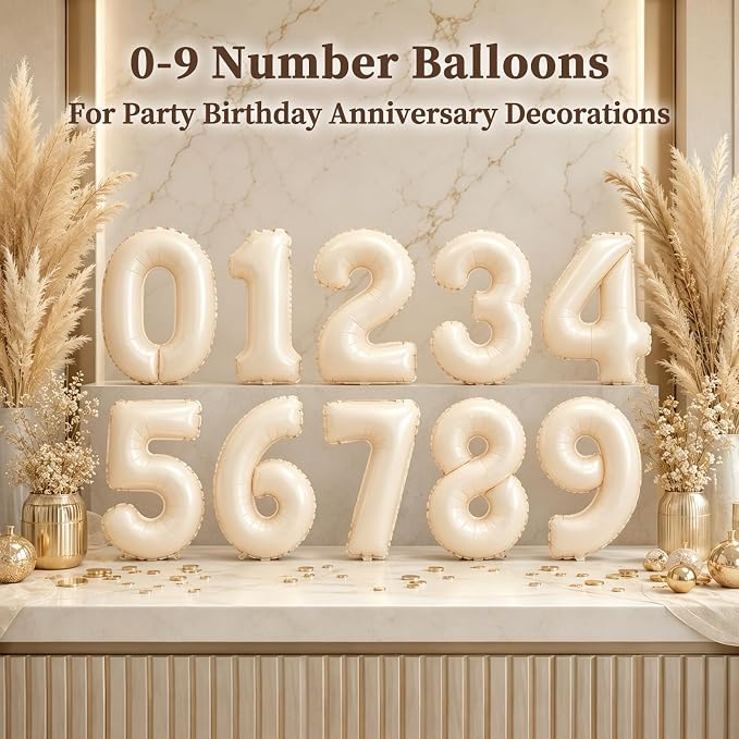 CARGEN 40 Inch Creamy White Number 7 Balloon Boho Neutral Party Decoration | - Image 4