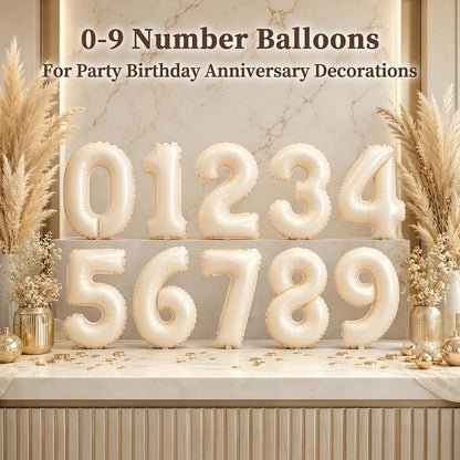 CARGEN 40 Inch Creamy White Number 7 Balloon Boho Neutral Party Decoration | - Image 4