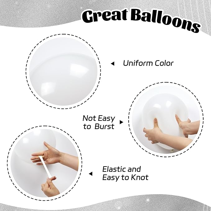 60pcs White and Silver Balloons 12inch - Image 3