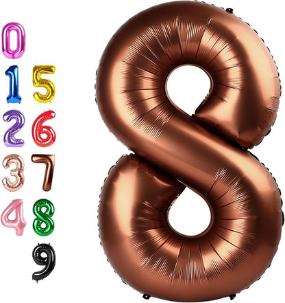 Number Balloons 8 Balloon 40 inch Brown by Enyeopd