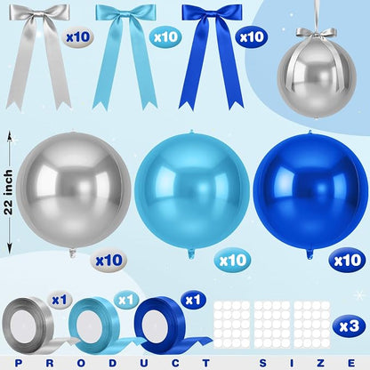 Jenaai 30 Set Round Foil Balloons Bulk 22 Inch 4d Metallic Giant Balloons Set - Image 2