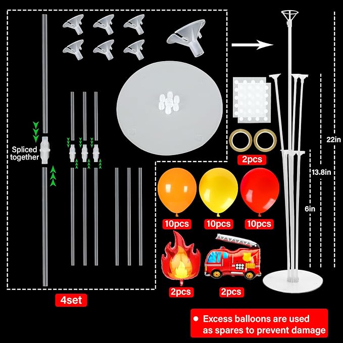 4 Sets Fire Party Balloons Stand Kit - Image 2