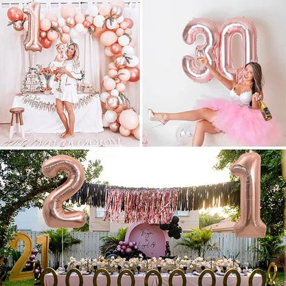 TONIFUL 40 Inch Rose Gold Large Numbers Balloons 0-9, Number 3 Digital 3 Helium - Image 6