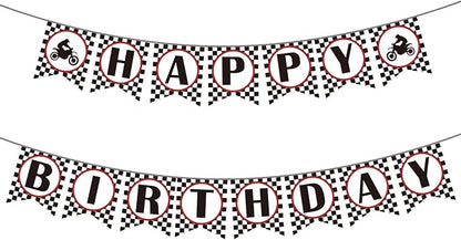 Motorcycle Theme Banner Dirt Bike Birthday Decoration Dirt Bike Party Supplies by BIEUFBJI
