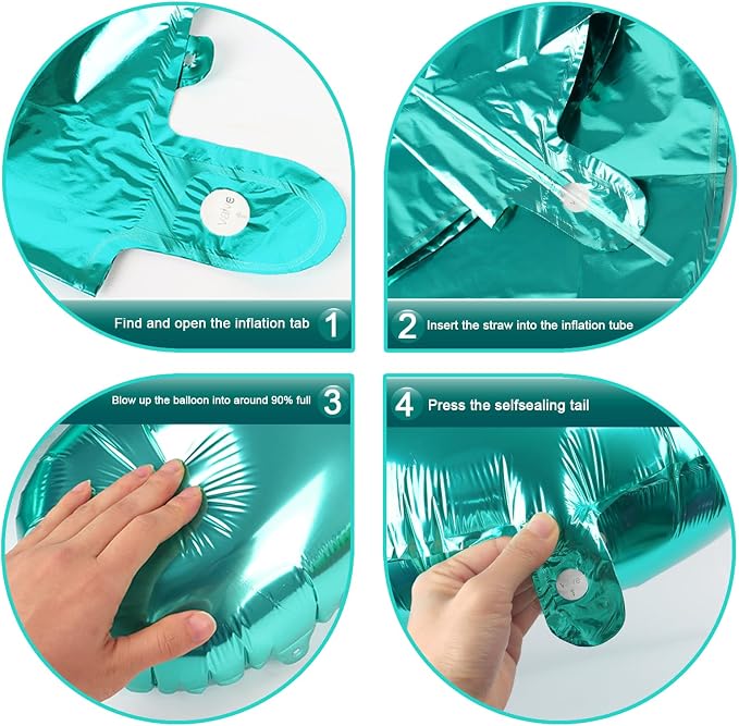 Teal Blue Number 4 Balloon 40 inch, Balloon numbers party supplies, deco photo - Image 2