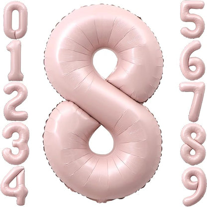 40 Inch Light Pink Number 8 Foil Big 0-9 Giant Digital Balloon | 8th by SULALABOO