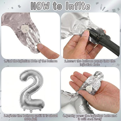 Silver Number 2 Balloon 40 Inch, Sleek Metallic Foil - Image 5