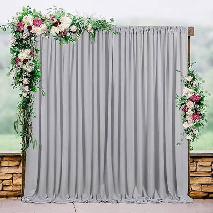 40ft x 10ft Wrinkle Free Silver Backdrop Curtains - Image 6
