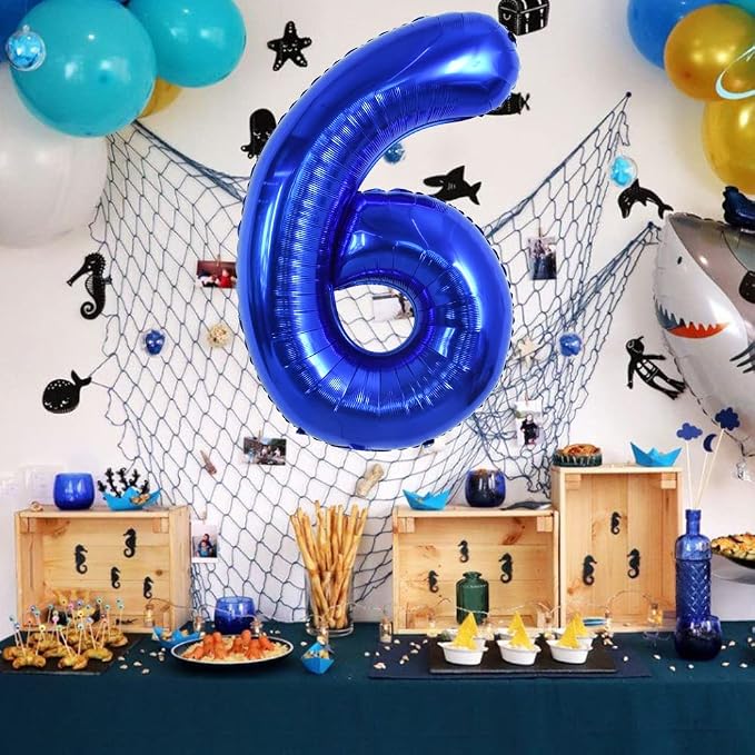 TONIFUL 40 Inch Navy Blue Number 6 Balloons Large Foil 6th Birthday Decor | - Image 4
