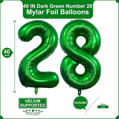 Number 28 Dark green Balloons 40 Inch Giant Dark green Foil 28 Helium Balloons - Image 2
