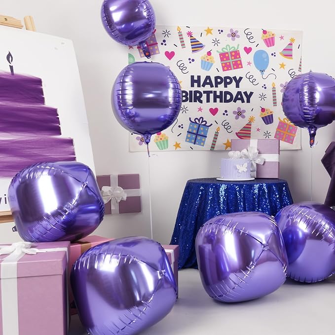 10Pcs Light Purple Round Foil Balloons, Metallic Light Purple Foil Baloon - Image 2