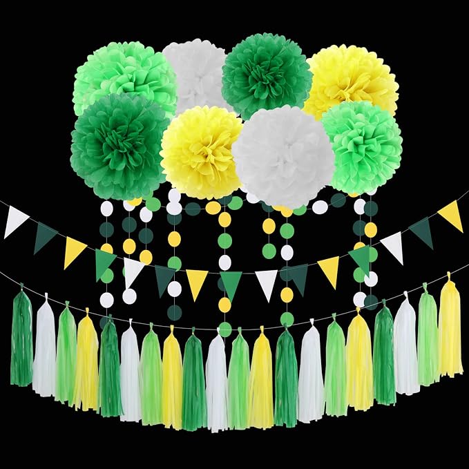 Yellow Green White Party Decorations - Image 6