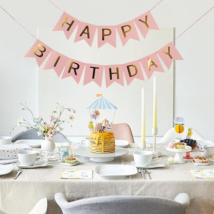 Pink Happy Birthday Banner, Bunting Decorations - Image 2