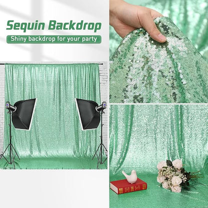 Eternal Beauty Mint Green 3mm Sequin Backdrop 8x8 Ft - Image 4
