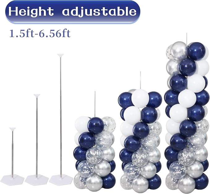 Navy Blue and Silver Balloon Column Stand Kit Set of 2 - Image 4