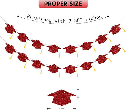 Graduation Decorations Class of 2026 Red Graduation Cap Banner - Image 4