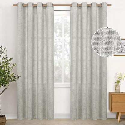 YoungsTex Light Grey Linen Curtains 84 Inch Length by YoungsTex