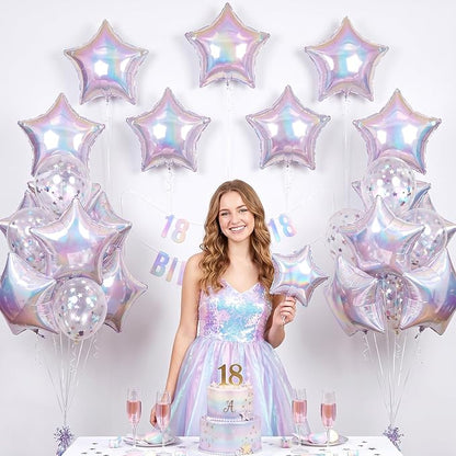 Iridescent Star Balloons, 18 Inches Star Balloon - Image 7