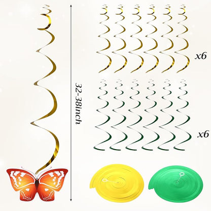 36 Pcs Spring Summer Butterfly Flower Party Decoration Hanging Ceiling Swirl - Image 4