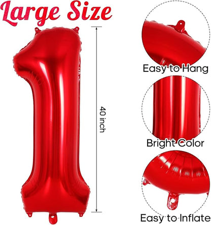 Red Number 15 Balloons, 40 Inch Big Large Foil Number Balloons, Jumbo Giant - Image 2
