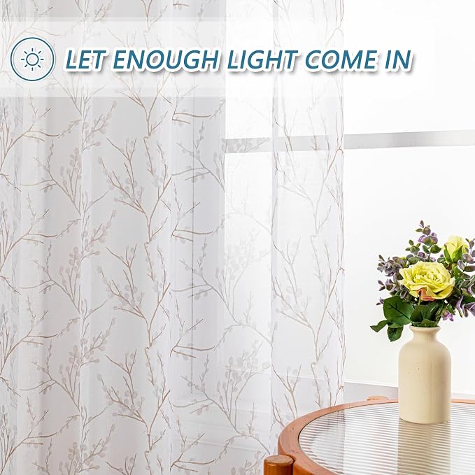 MYSKY HOME Brown Sheer Curtains 84 inches Long - Image 4