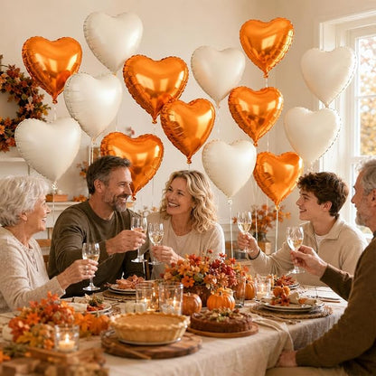 Orange White Heart Foil Balloons 18Inch - Image 3